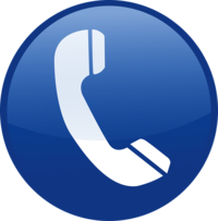 Wei�er Telefonh�rer auf blauem Grund.
