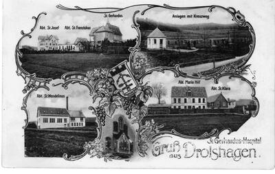 Postkarte mit den Stationen des Hauses