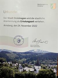 Urkunde Stadt Drolshagen