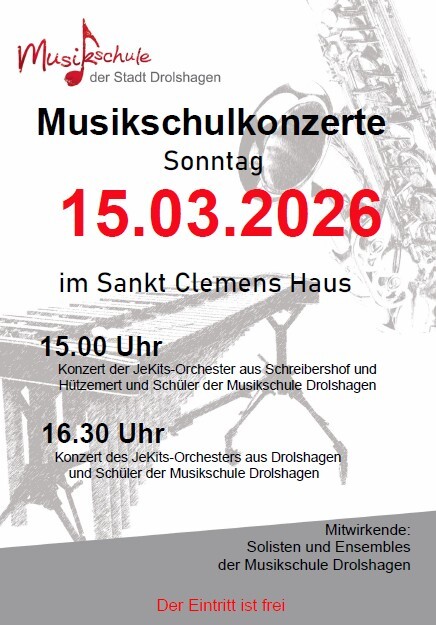 Musikschulkonzert am Sonntag, 15.03.2026